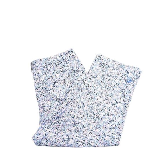 TALBOTS Blue/Pink/White Circular Pattern stretch Cropped Women's Pants10 - Picture 1 of 5